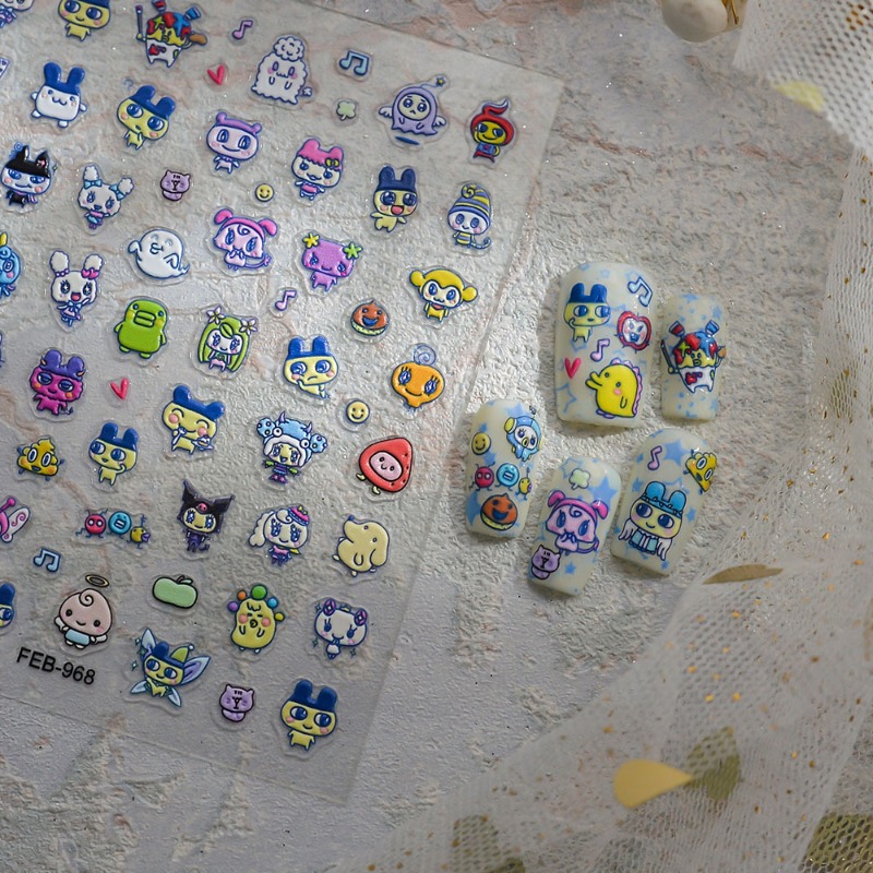 Stiker kuku 3D relief elektron - Bandai Model Tamagotchi ulasan dan harga